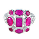 Indian Ruby Navratna German Sterling Silver Red Gemstones Classic Signet Ring Jewellery