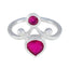 Indian Ruby Toi et Moi Egyptian 925 Silver Red Gems Tiny Fairytale Ring Jewellery