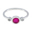 Indian Ruby Trilogy Turkish 925 Sterling Silver Red Gemstones Elegant Trendy Ring Jewelry
