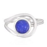 Indian Blue Sapphire Solitaire Egyptian 925 Sterling Silver Blue Gemstone Slim Graceful Ring Jewelry
