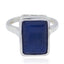 Indian Blue Sapphire Solitaire French 92.5 Silver Blue Gemstone Classic Abstract Ring Jewellery