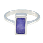 Indian Blue Sapphire Solitaire Egyptian Sterling Silver Blue Gemstones Slim Contemporary Ring Jewelry