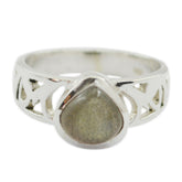 Labradorite Solitaire Egyptian 925 Silver Gray Gems Classic Love Ring Jewellery