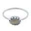 Labradorite Solitaire Japanese 925 Silver Gray Gems Elegant Twist Ring Jewelry
