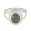 Labradorite Solitaire Latin American 925 Sterling Silver Gray Gemstone Classic Rope Wire Ring Jewelry