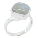 Labradorite Solitaire French 925 Sterling Silver Gray Gemstones Minimal Fairytale Ring Jewellery