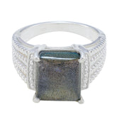 Labradorite Solitaire African Silver Gray Gems Eye catching Modern Ring Jewellery