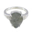 Labradorite Solitaire French 925 Silver Gray Gemstones Eye catching Sophisticated Ring Jewelry