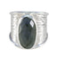 Labradorite Solitaire French 925 Silver Gray Gems Statement Heritage Ring Jewelry