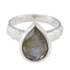 Labradorite Solitaire Russian Sterling Silver Gray Gems Mid weight Engagement Ring Jewellery