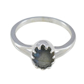 Labradorite Solitaire American 92.5 Silver Gray Gemstones Dainty Trendy Ring Jewellery