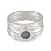 Labradorite Solitaire Italian 92.5 Silver Gray Gems Eye catching Rope Wire Band Jewellery