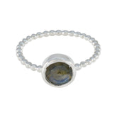 Labradorite Solitaire Japanese 925 Sterling Silver Gray Gems Delicate Twist Ring Jewellery