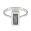 Labradorite Solitaire French 925 Silver Gray Gems Slim Abstract Ring Jewellery