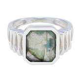 Labradorite Solitaire French Sterling Silver Gray Gemstones Mid weight Signet Ring Jewellery