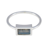 Labradorite Solitaire Korean Sterling Silver Gray Gemstones Delicate Feminine Ring Jewelry