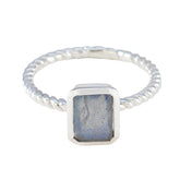 Labradorite Solitaire German 925 Silver Gray Gemstone Featherlight Abstract Ring Jewellery