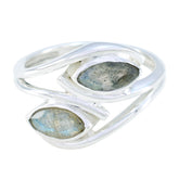 Labradorite Toi et Moi German 925 Sterling Silver Gray Gems Slim Abstract Ring Jewelry