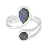 Labradorite Toi et Moi Indian 925 Sterling Silver Gray Gemstone Tiny Luxurious Ring Jewelry