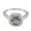 Labradorite Halo Russian Sterling Silver Gray Gems Slim Feminine Ring Jewelry