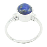 Lapis Lazuli Solitaire African 92.5 Silver Blue Gems Classic Romantic Ring Jewellery