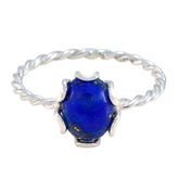 Lapis Lazuli Solitaire Turkish 92.5 Silver Blue Gems Elegant Twist Ring Jewellery