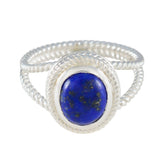 Lapis Lazuli Solitaire Middle Eastern Sterling Silver Blue Gems Classic Rope Wire Ring Jewelry
