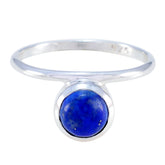 Lapis Lazuli Solitaire Korean 925 Sterling Silver Blue Gemstones Delicate Modern Ring Jewellery