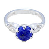 Lapis Lazuli Solitaire Moroccan Sterling Silver Blue Gemstone Slim Romantic Ring Jewelry