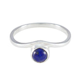 Lapis Lazuli Solitaire American Sterling Silver Blue Gems Delicate Trendy Ring Jewelry