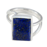 Lapis Lazuli Solitaire German 925 Silver Blue Gems Versatile Contemporary Ring Jewelry