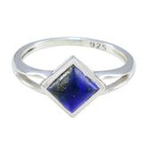 Lapis Lazuli Solitaire Korean Sterling Silver Blue Gems Dainty Contemporary Ring Jewelry