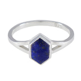 Lapis Lazuli Solitaire Korean Silver Blue Gemstones Whisper thin Feminine Ring Jewellery