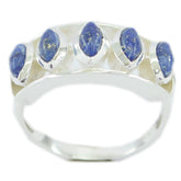 Lapis Lazuli Penta Indian 925 Silver Blue Gems Slim Glamorous Ring Jewellery