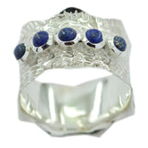 Lapis Lazuli Penta German 925 Silver Blue Gemstone Mid weight Vintage Band Jewelry