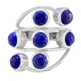 Lapis Lazuli Hepta Egyptian Silver Blue Gems Mid weight Graceful Ring Jewelry