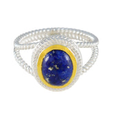 Lapis Lazuli Solitaire Mexican 925 Silver Blue Gemstone Classic Rope Wire Ring Jewellery