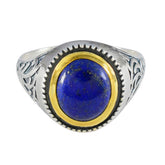 Lapis Lazuli Solitaire Italian Silver Blue Gemstones Eye catching Filigree Ring Jewellery