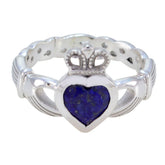 Lapis Lazuli Solitaire French 925 Silver Blue Gemstones Tiny Promise Ring Jewelry