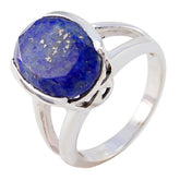 Lapis Lazuli Solitaire German 92.5 Silver Blue Gemstone Mid weight Sophisticated Ring Jewellery