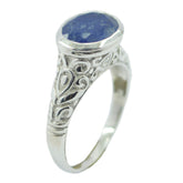Lapis Lazuli Solitaire African 925 Silver Blue Gems Minimal Art Deco Ring Jewellery