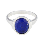Lapis Lazuli Solitaire German 92.5 Silver Blue Gemstone Minimal Boho Ring Jewellery