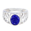 Lapis Lazuli Solitaire Mexican 925 Silver Blue Gemstones Slim Rope Wire Ring Jewelry