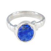 Lapis Lazuli Solitaire French 925 Sterling Silver Blue Gems Eye catching Promise Ring Jewelry