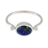 Lapis Lazuli Solitaire Japanese 92.5 Silver Blue Gemstone Dainty Contemporary Ring Jewelry