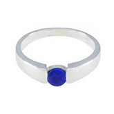 Lapis Lazuli Solitaire Egyptian 925 Sterling Silver Blue Gemstone Slim Sophisticated Ring Jewelry
