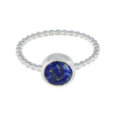 Lapis Lazuli Solitaire Turkish Silver Blue Gemstone Delicate Twist Ring Jewelry