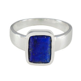 Lapis Lazuli Solitaire French Sterling Silver Blue Gems Slim Luxurious Ring Jewelry