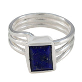 Lapis Lazuli Solitaire French 925 Silver Blue Gems Versatile Contemporary Ring Jewellery