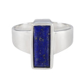 Lapis Lazuli Solitaire Russian 925 Silver Blue Gems Eye catching Contemporary Ring Jewellery